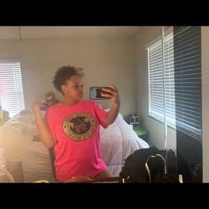 Hot pink workout material shirt